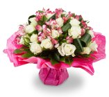 bouquet of roses with alstroemeria Ninette