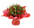 a bouquet of red Caroline tulips