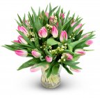 a bouquet of pink Mélissa tulips