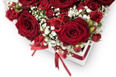květinový box Red Romance love detail